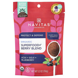 Navitas Organics, Superalimento orgánico con mezcla de bayas, asaí, goji y arándano azul, 150 g (5,3 oz)