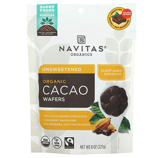 Navitas Organics‏, Organic Cacao Wafers, Unsweetened, 8 oz (227 g)