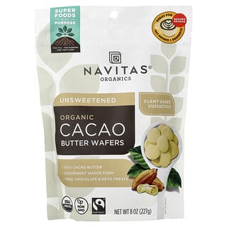 Navitas Organics, Gotas de Manteiga de Cacau Orgânica, Sem Açúcar, 227 g (8 oz)