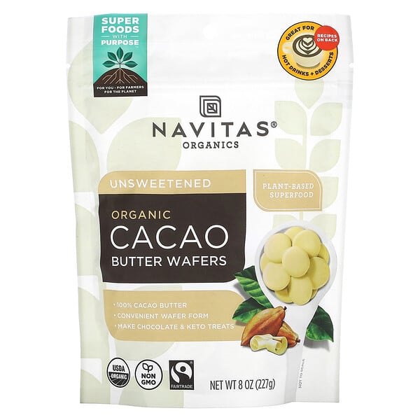 Navitas Organics, オーガニック カカオバターペレット、無糖、227g（8オンス）