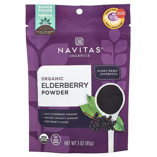 Navitas Organics, порошок з органічної бузини, терпкі ягоди, 85 г (3 унції)