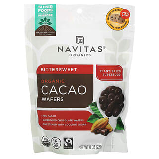 Navitas Organics, Organiczne wafelki kakaowe o smaku gorzko-słodkim, 227 g