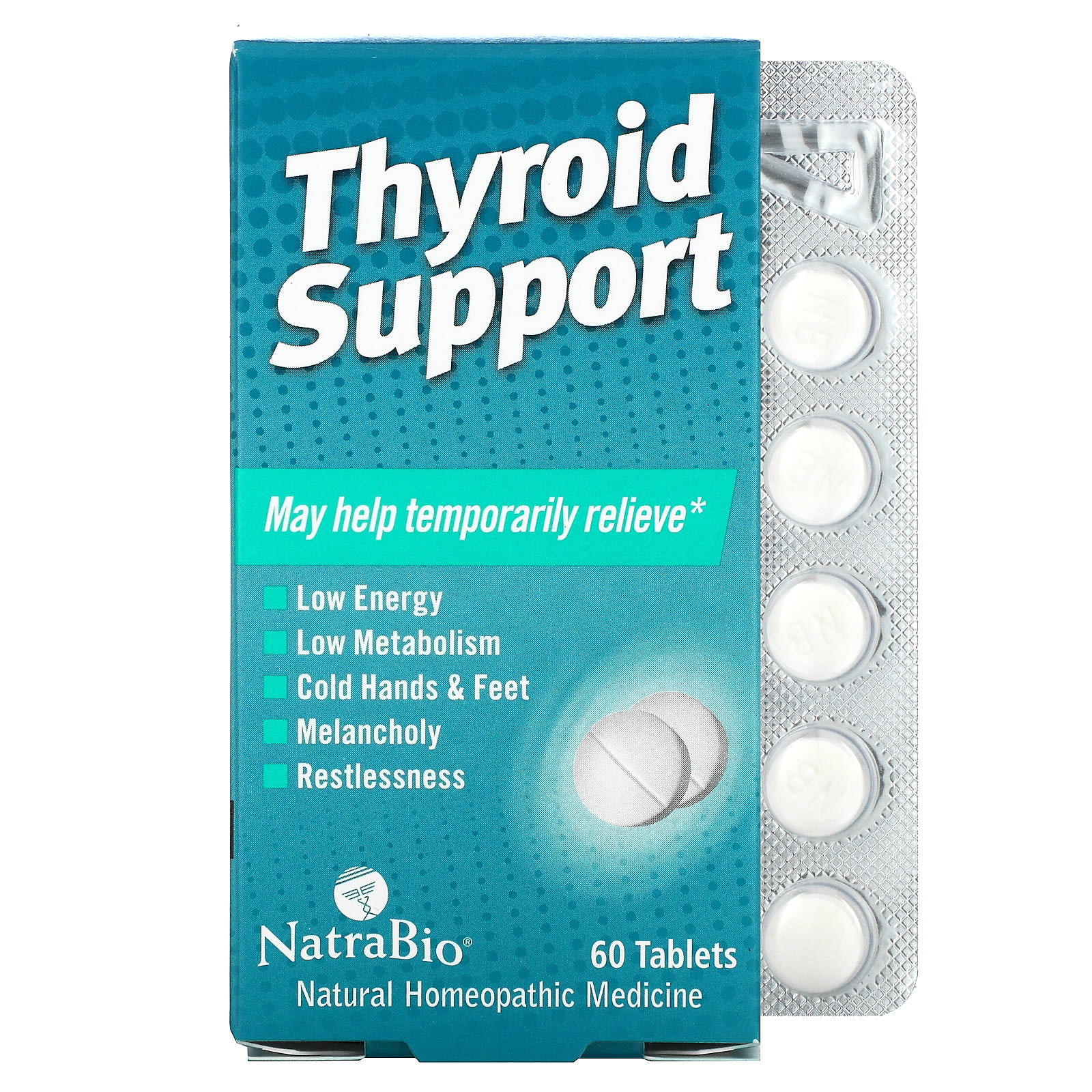 NatraBio, Thyroid Support, 60 Tablets