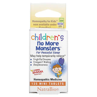 NatraBio, Chega de Monstros para Crianças, Sabor Natural de Banana Deliciosa, 125 Minicomprimidos