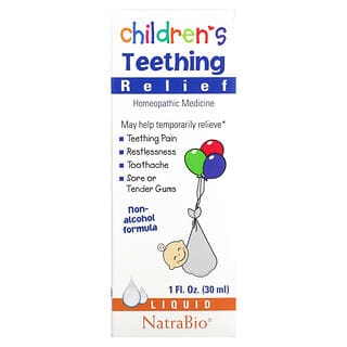 NatraBio, مخفف ألم تسنين الأطفال، تركيبة خالية من الكحول،سائل،1 أوقية سائلة (30 مل)