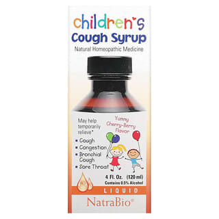 NatraBio, 美味櫻桃漿果味兒童咳嗽緩解糖漿， 4液體盎司 （120毫升）