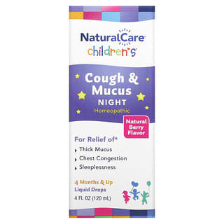 NatraBio, Children's Cough & Mucus，夜間，4 個月及以上，天然漿果味，4 液量盎司（120 毫升）