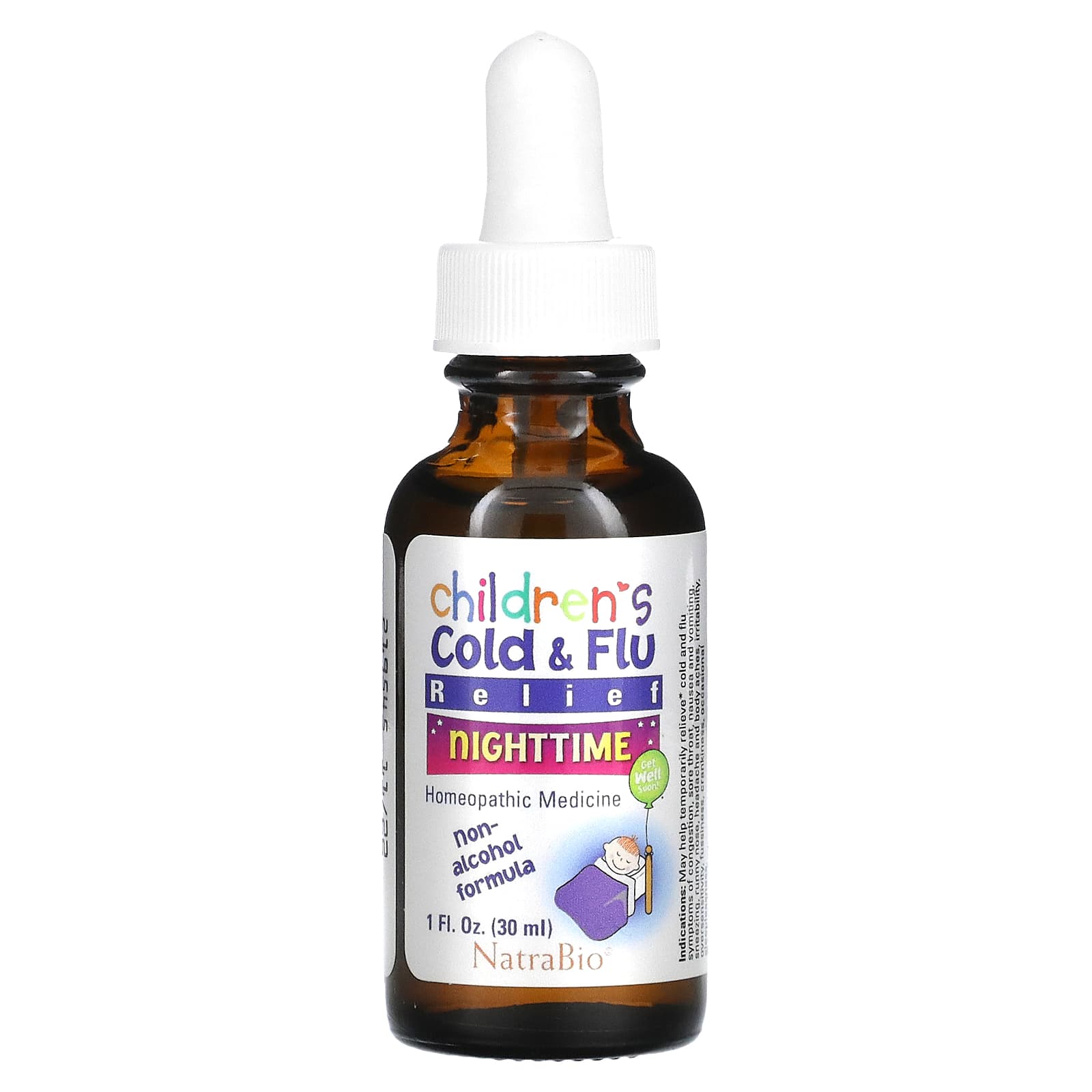 NatraBio, Children's Cold & Flu Relief, Liquid, Nighttime, 1 fl oz (30 ml)