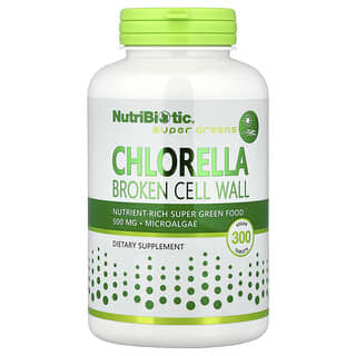 NutriBiotic, Chlorella, 500 mg, 300 veganskih tableta