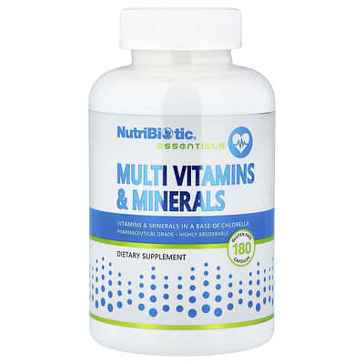 NutriBiotic, Essentials, Multivitamins & Minerals, 180 Capsules