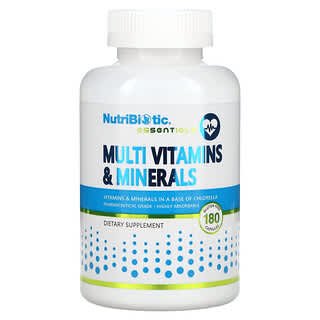 NutriBiotic, Essentials, мультивитамины и минералы, 180 капсул