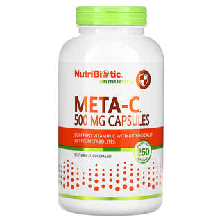 NutriBiotic, Immunity, Meta-C, 500 mg, 250 cápsulas sin gluten