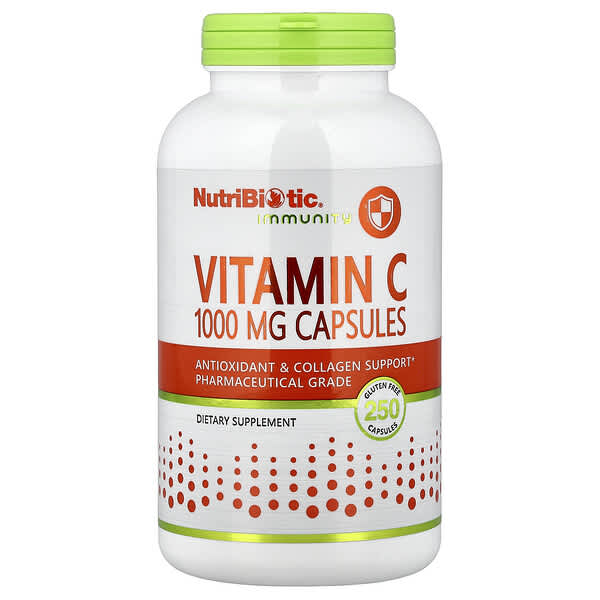 NutriBiotic, 機體抵抗，維生素 C，1000 毫克，250 粒膠囊