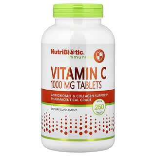 NutriBiotic, Vastustuskyky, C-vitamiini, 1 000 mg, 250 vegaanista tablettia