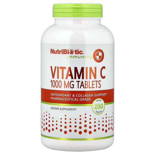 NutriBiotic, 機體抵抗，維生素 C，1000 毫克，250 片素食片