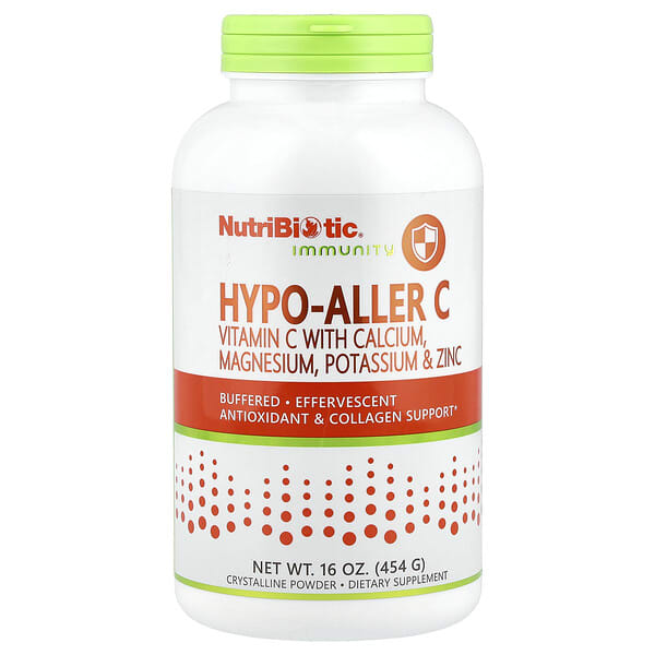 NutriBiotic, 機體防禦力，Hypo-Aller C 維生素 C 與鈣、鎂、鉀和鋅，16 盎司（454 克）