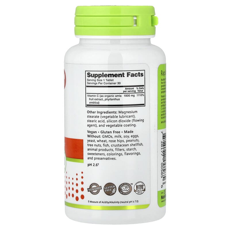 ビタミンC, 1000 mg, 30錠 (ヴィーガンタブレット)