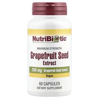 NutriBiotic, Extracto de semilla de pomelo, Máxima concentración, 250 mg, 60 cápsulas