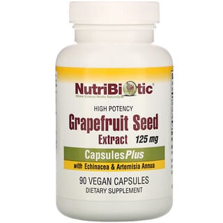 NutriBiotic, Extracto de semilla de pomelo con equinácea y Artemisia annua, Alta potencia, 125 mg, 90 cápsulas veganas