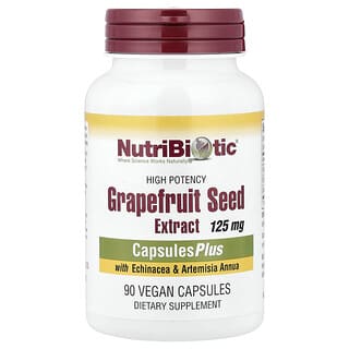 NutriBiotic, Hoogwaardig grapefruitpitextract met Echinacea en Artemisia Annua, 125 mg, 90 veganistische capsules