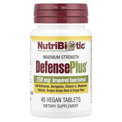 NutriBiotic, DefensePlus, Maximum Strength, 250 mg, 45 Vegetarian Tablets