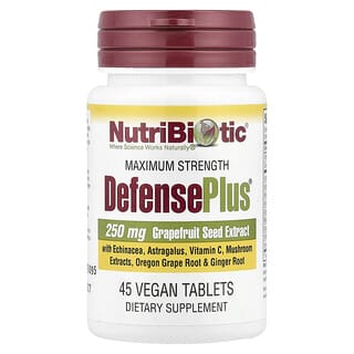 NutriBiotic, DefensePlus, maksymalna siła, 45 tabletek wegańskich