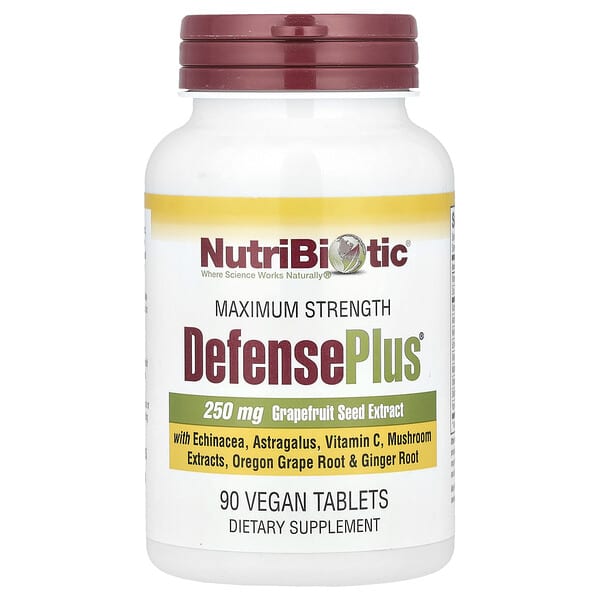 NutriBiotic, DefensePlus，250毫克葡萄柚籽提取物（GSE），90素食片劑