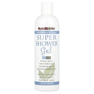 NutriBiotic, Super Shower Gel, Non-Soap, Fragrance Free, 12 fl oz (355 ml)