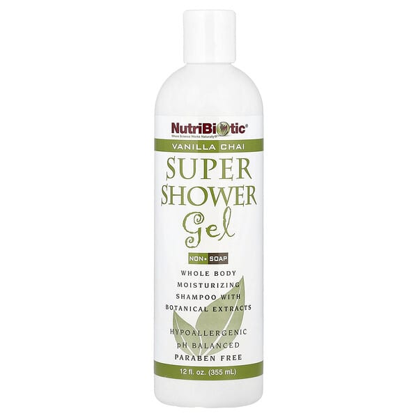 NutriBiotic, 수퍼 샤워 젤, 비 비누성, 바닐라 차이, 12 액량 온스(355 ml)