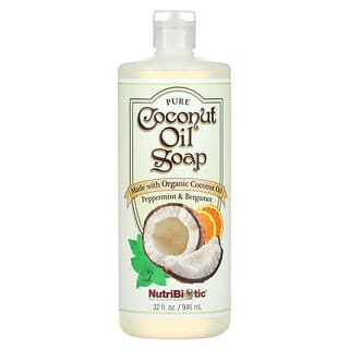 نوتريبيوتيك‏, Pure Coconut Oil Soap, Peppermint & Bergamot, 32 fl oz (946 ml)