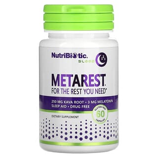 NutriBiotic, Sleep, MetaRest, 멜라토닌 및 카바 뿌리, 각 3mg/250mg, 캡슐 60정