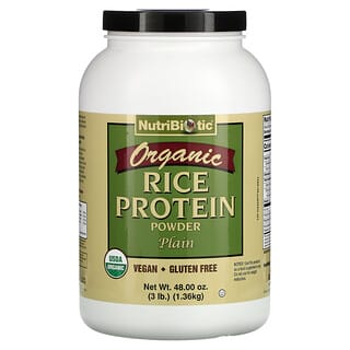NutriBiotic, Proteína de arroz orgánico cruda, simple, 1,36 kg (3 lb)