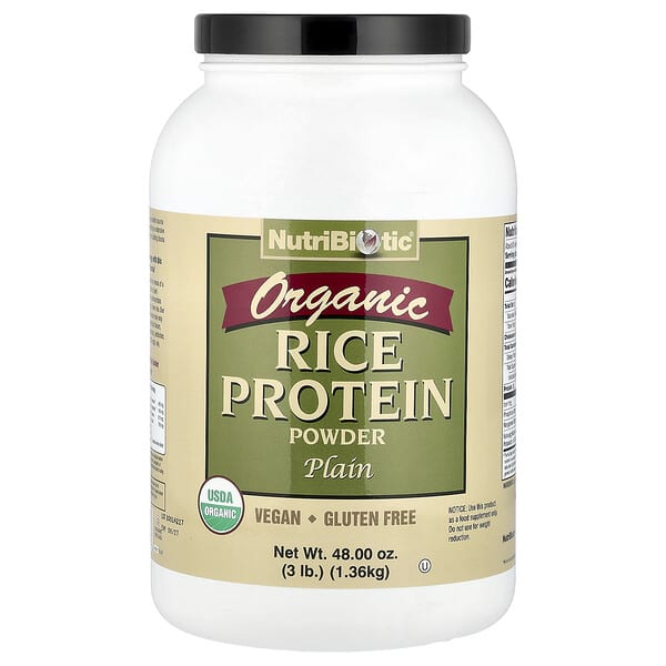 NutriBiotic, 유기농 쌀 단백질 분말, 플레인, 1.36kg(3lb)