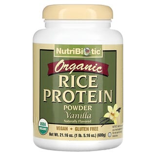 NutriBiotic, Proteína de arroz orgánico crudo, Vainilla, 600 g (1,3 lb)