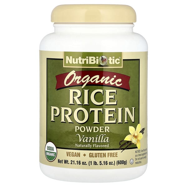 Organic Rice Protein Powder, Vanilla, 1 lb 5.16 oz (600 g)