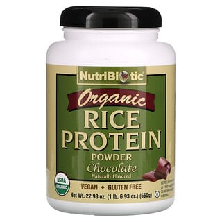 NutriBiotic, Proteína de arroz orgánico crudo, Chocolate, 650 g (1 lb 6,9 oz)