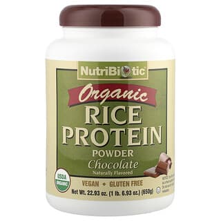 NutriBiotic, Proteine di riso biologico in polvere, cioccolato, 650 g