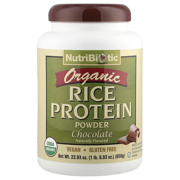 Organic Rice Protein Powder, Chocolate, 1 lb 6.93 oz (650 g)