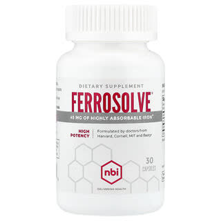 NBI Health‏, Ferrosolve® ، فعالية عالية ، 30 كبسولة
