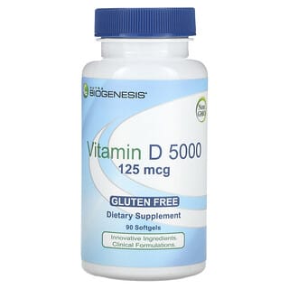 Nutra BioGenesis‏, "ויטמין D 5000, ‏125 מק""ג, 90 כמוסות רכות."