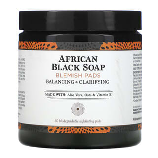 Nubian Heritage, African Black Soap, Blemish Pads, 60 Biodegradable Exfoliating Pads