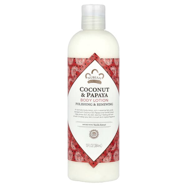 Nubian Heritage, Losion Tubuh, Kelapa & Pepaya, 384 ml (13 ons cairan)