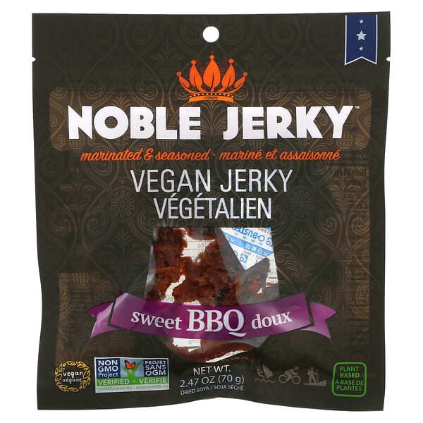 Noble Jerky, ヴィーガンジャーキー、スイートBBQドウ、70g（2.47オンス）