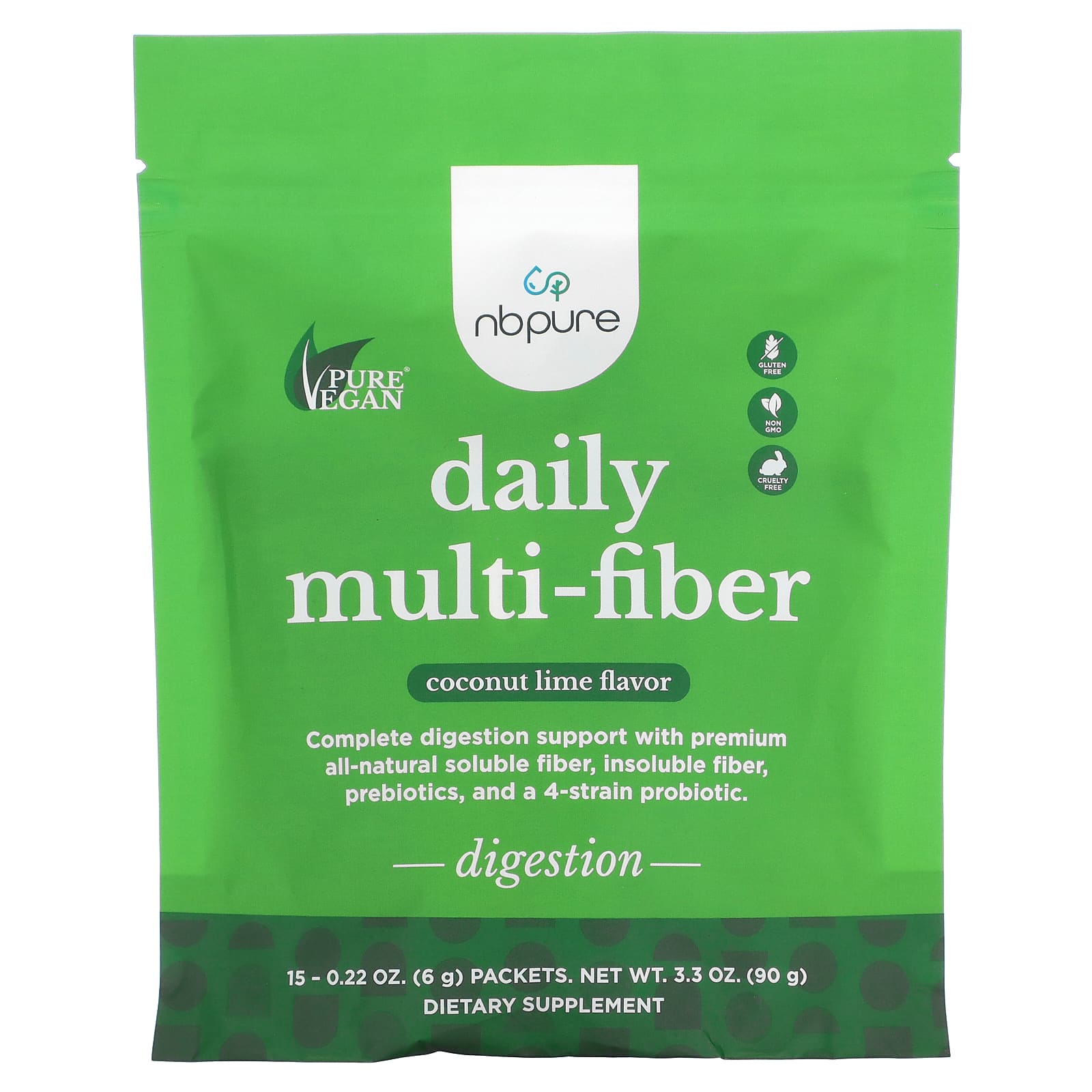 NB Pure, Daily MultiFiber, Coconut Lime, 15 Packets, 0.22 oz (6 g) Each