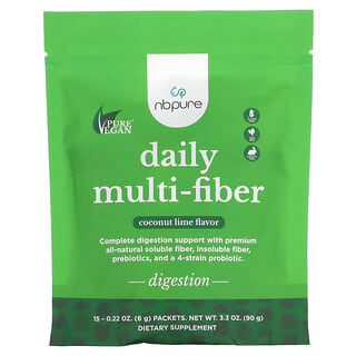 NB Pure, Daily Multi-Fiber, кокос і лайм, 15 пакетиків по 6 г (0,22 унції)