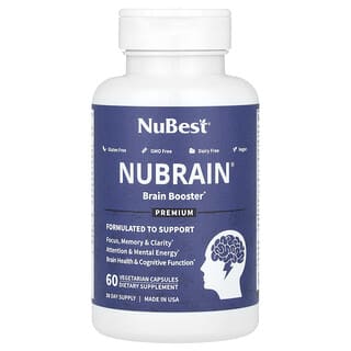 NuBest, Nubrain, добавка для мозга, 60 вегетарианских капсул