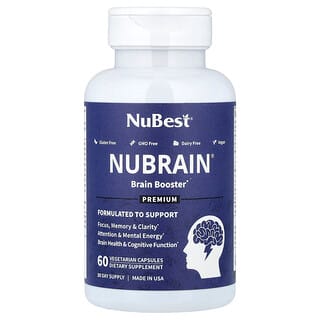NuBest, Nubrain, Suplemento para potenciar la mente, 60 cápsulas vegetales