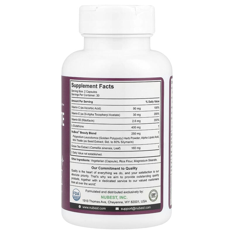 nubest glutathione Nubest White, 60 Vegetarian Capsules