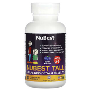 NuBest, Tall, для детей от 2 до 9 лет, ягодный, 60 жевательных таблеток