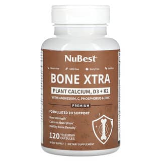 NuBest, Bone Xtra, Plant Cálcio, D3 + K2, 120 Cápsulas Vegetarianas